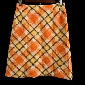 Vintage 60's/70's Darlene Co-Ordinates Yellow Plaid Twill Skirt~28" Waist